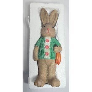 Cracker Barrel Easter Bunny Collectable Figure Resin/Burlap w/Original Box